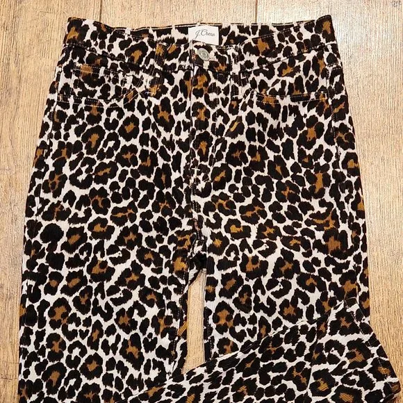 J. CREW 10" Toothpick Women's Skinny Jeans Corduroys Leopard Print - Sz 24 - NEW - Picture 3 of 6
